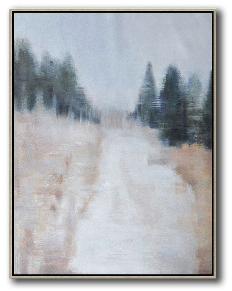 Handmade Large Contemporary Art,Oversized Abstract Landscape Painting,Modern Art,Grey,White,Dark Green,Nude.etc